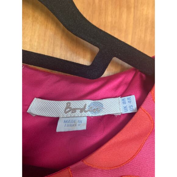 Boden Jacquard A- Line Pink & Red Polka Dot Knee Length Dress Women's Size US4 - Picture 3 of 7